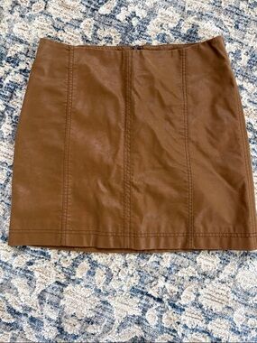 Free People Tan Brown Faux Leather Mini Skirt